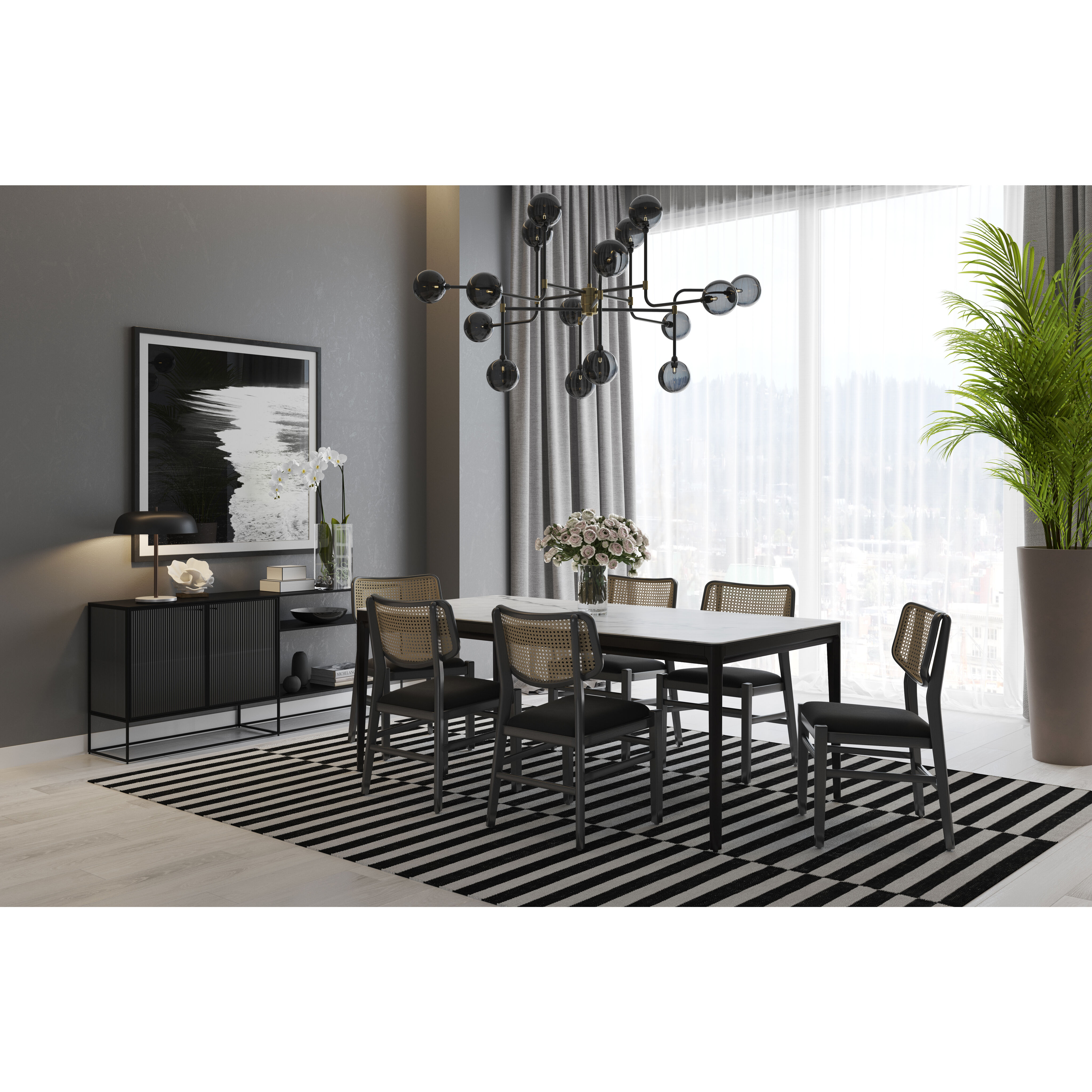 Parsons 71 X 15 inch Clear / Matte Black Sideboard, Large